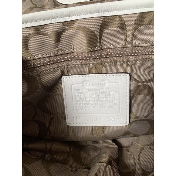 Vintage Y2K Coach Khaki & Cream Nylon Leather Small Satchel Handbag No. M3J-6255 - Picture 6 of 8